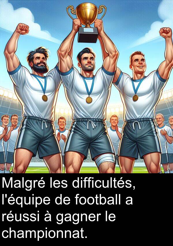 gagner: Malgré les difficultés, l'équipe de football a réussi à gagner le championnat.