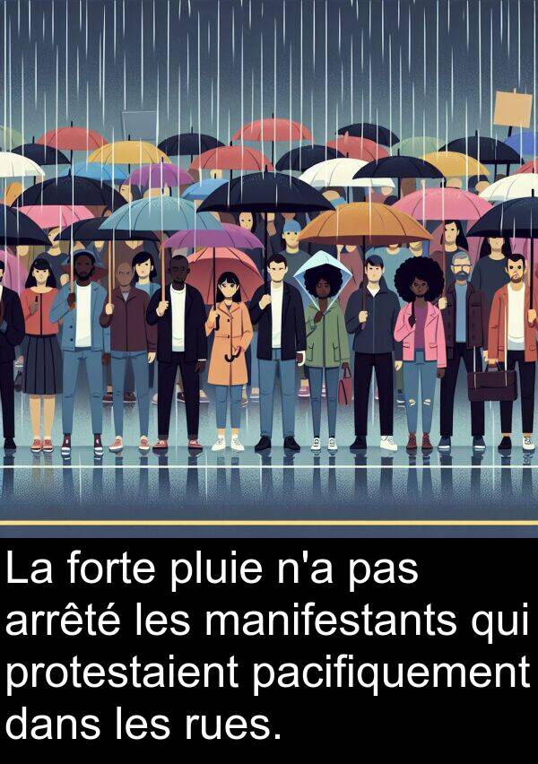 manifestants: La forte pluie n'a pas arrêté les manifestants qui protestaient pacifiquement dans les rues.