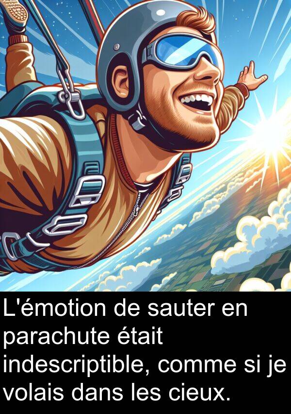 sauter: L'émotion de sauter en parachute était indescriptible, comme si je volais dans les cieux.