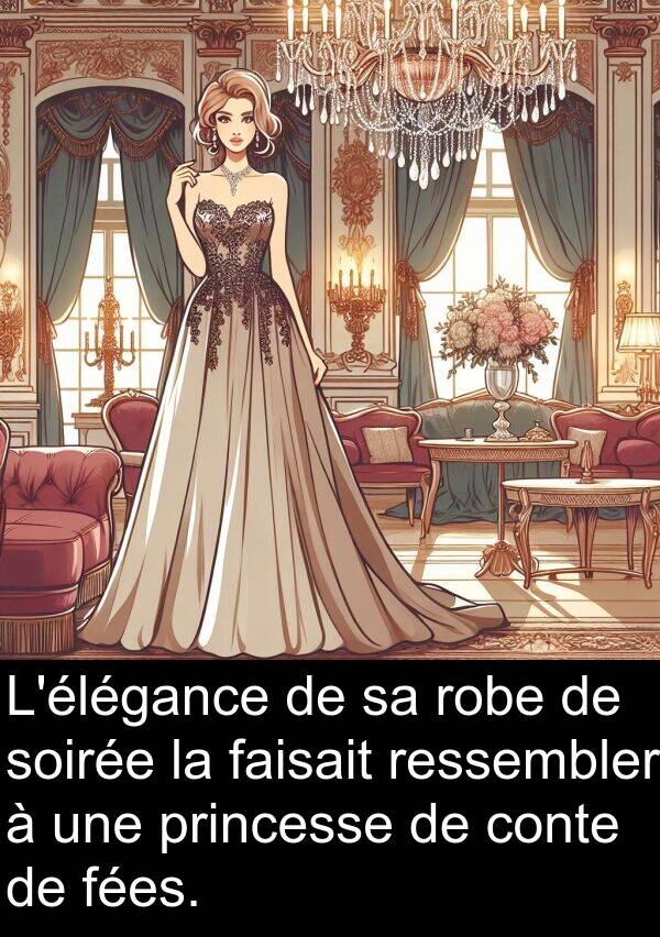 fées: L'élégance de sa robe de soirée la faisait ressembler à une princesse de conte de fées.
