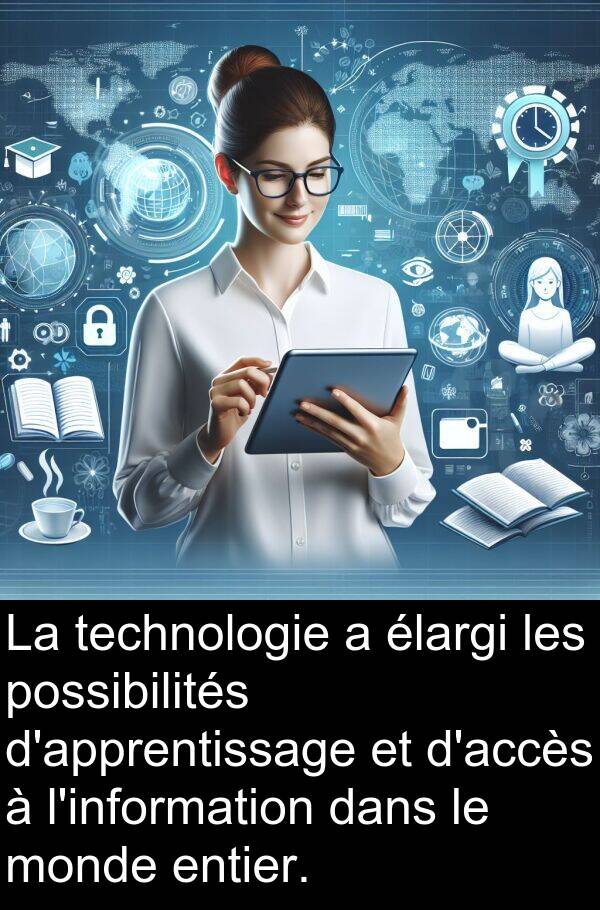 entier: La technologie a élargi les possibilités d'apprentissage et d'accès à l'information dans le monde entier.