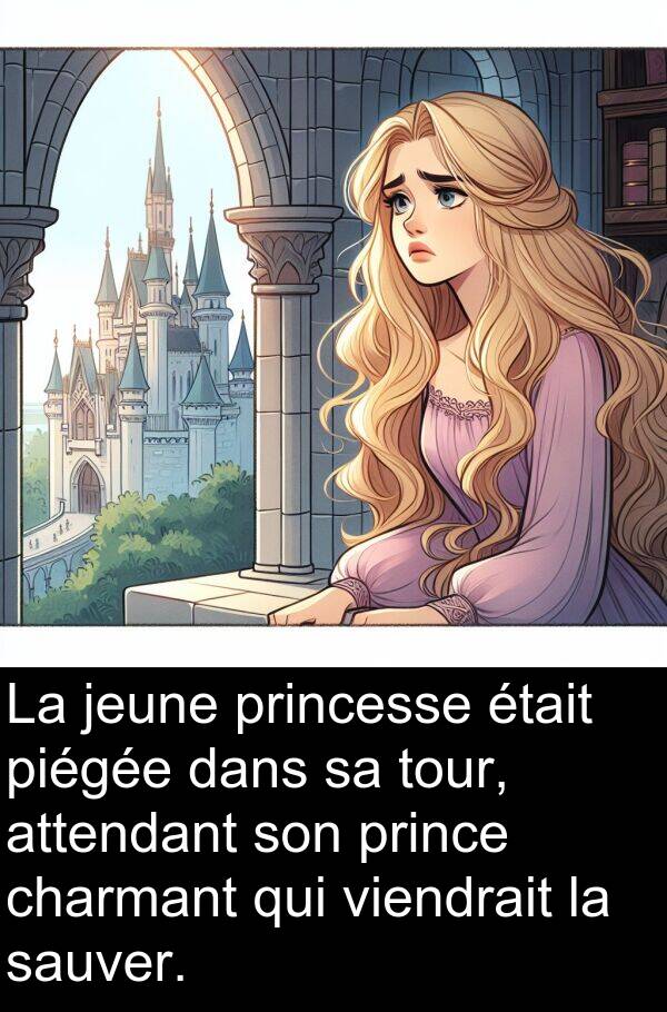 sauver: La jeune princesse était piégée dans sa tour, attendant son prince charmant qui viendrait la sauver.