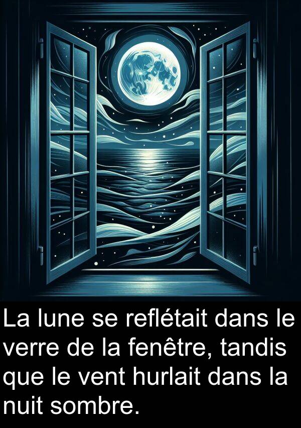 tandis: La lune se reflétait dans le verre de la fenêtre, tandis que le vent hurlait dans la nuit sombre.