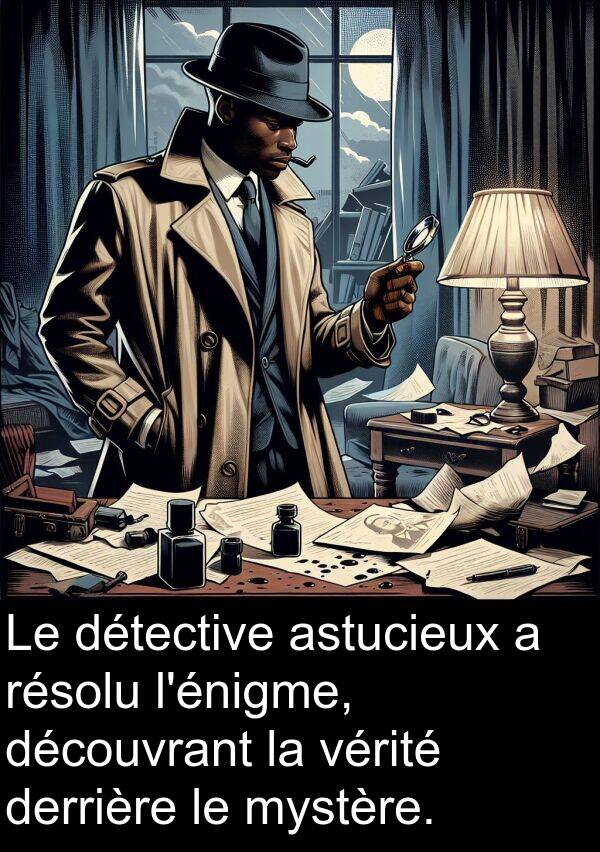 découvrant: Le détective astucieux a résolu l'énigme, découvrant la vérité derrière le mystère.