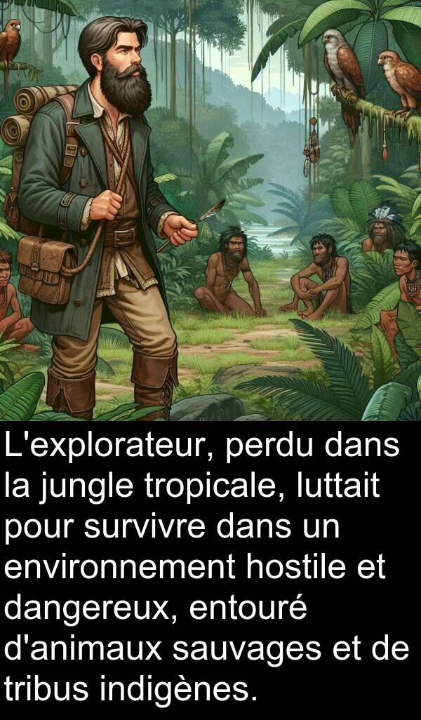 dangereux: L'explorateur, perdu dans la jungle tropicale, luttait pour survivre dans un environnement hostile et dangereux, entouré d'animaux sauvages et de tribus indigènes.