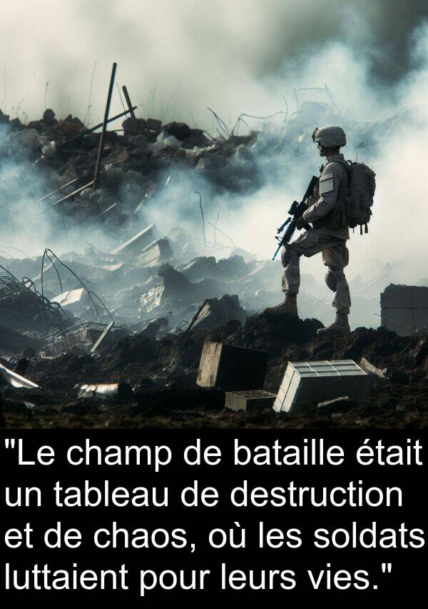 leurs: "Le champ de bataille était un tableau de destruction et de chaos, où les soldats luttaient pour leurs vies."