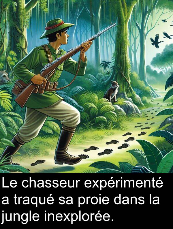 jungle: Le chasseur expérimenté a traqué sa proie dans la jungle inexplorée.