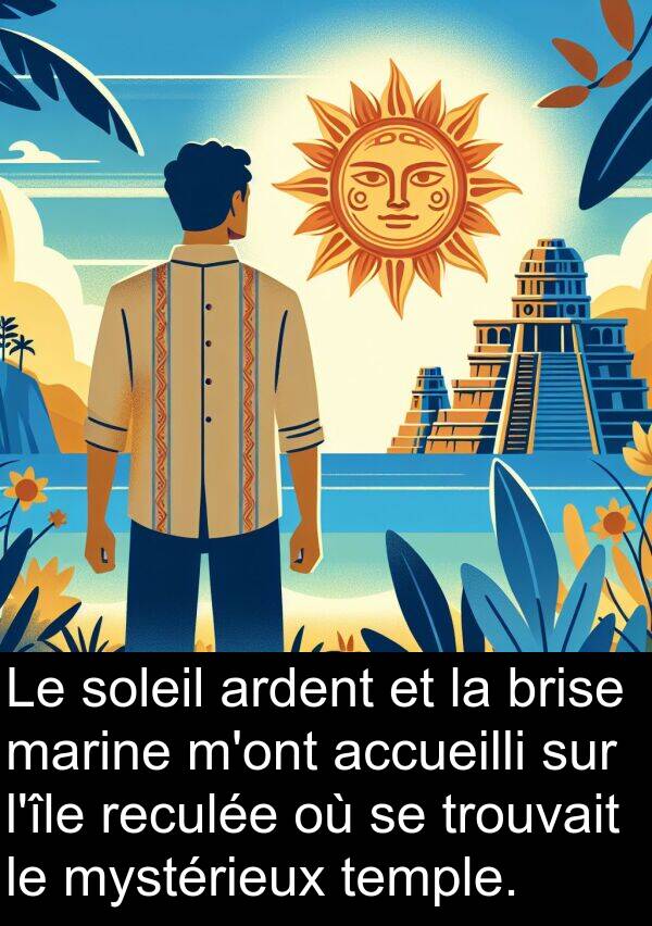 trouvait: Le soleil ardent et la brise marine m'ont accueilli sur l'île reculée où se trouvait le mystérieux temple.