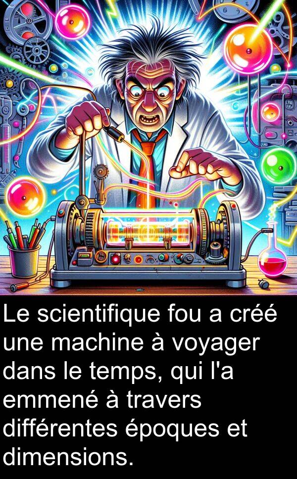 machine: Le scientifique fou a créé une machine à voyager dans le temps, qui l'a emmené à travers différentes époques et dimensions.