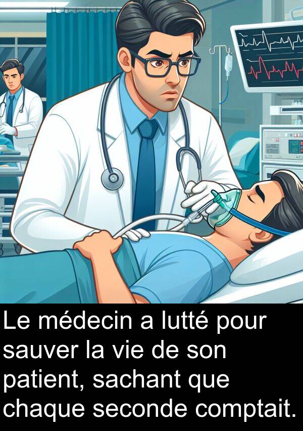 sauver: Le médecin a lutté pour sauver la vie de son patient, sachant que chaque seconde comptait.
