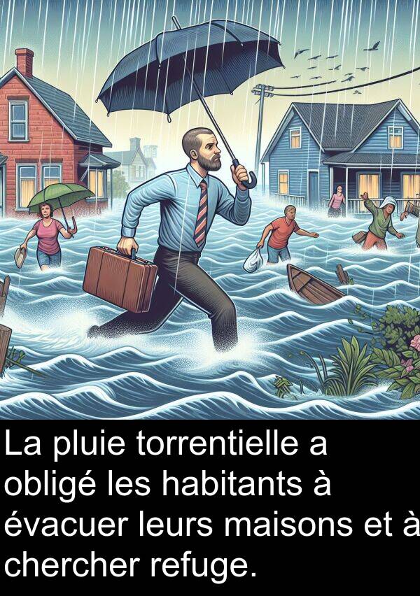 leurs: La pluie torrentielle a obligé les habitants à évacuer leurs maisons et à chercher refuge.