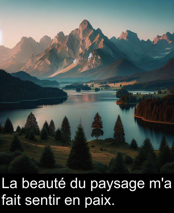beauté: La beauté du paysage m'a fait sentir en paix.