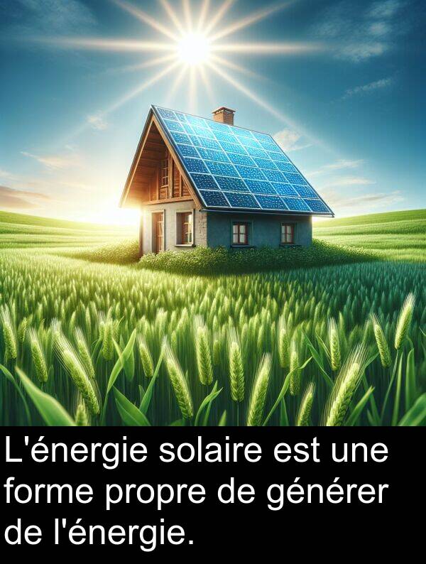 générer: L'énergie solaire est une forme propre de générer de l'énergie.