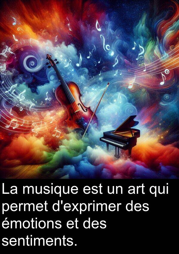 permet: La musique est un art qui permet d'exprimer des émotions et des sentiments.