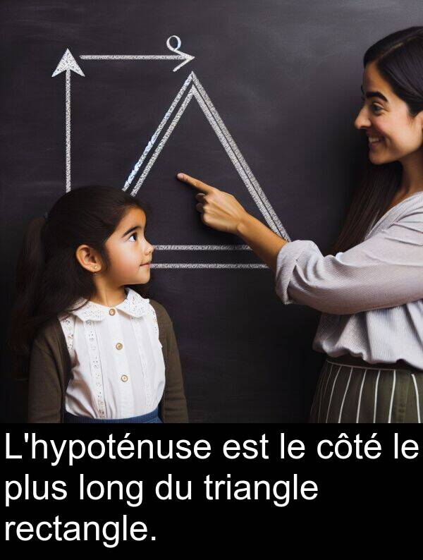 rectangle: L'hypoténuse est le côté le plus long du triangle rectangle.