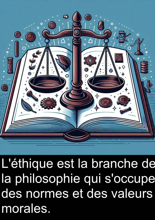 normes: L'éthique est la branche de la philosophie qui s'occupe des normes et des valeurs morales.