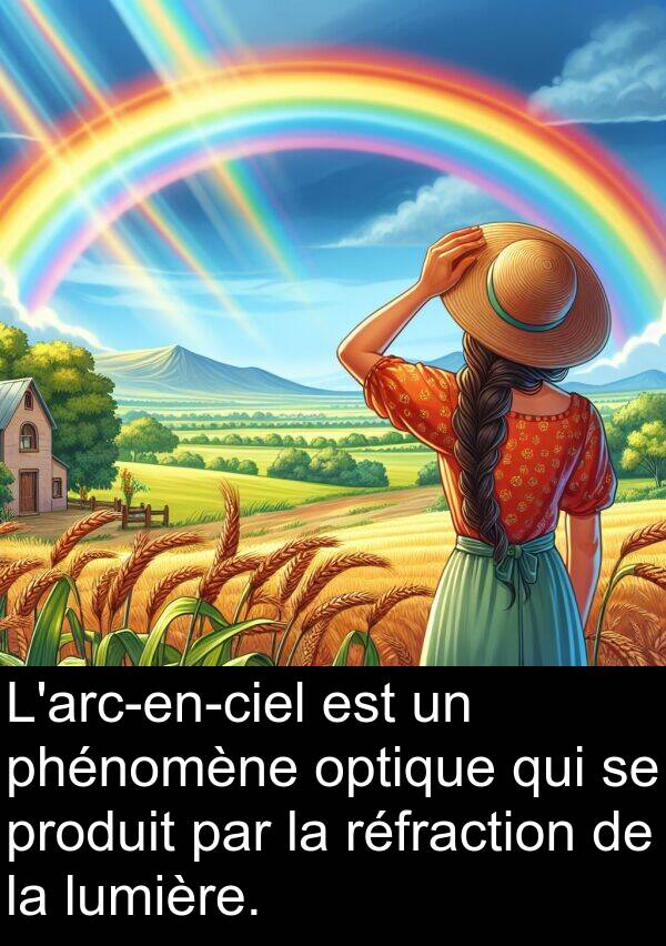 optique: L'arc-en-ciel est un phénomène optique qui se produit par la réfraction de la lumière.