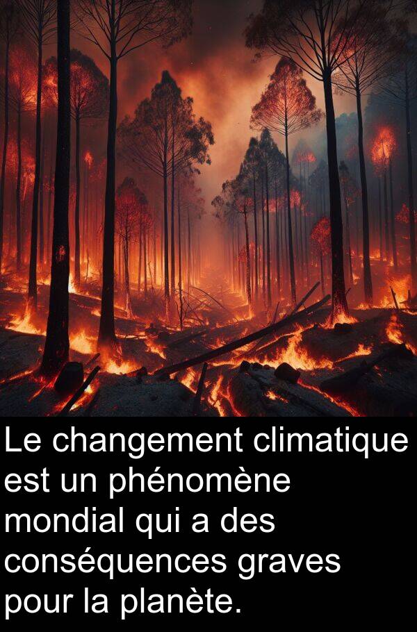 conséquences: Le changement climatique est un phénomène mondial qui a des conséquences graves pour la planète.