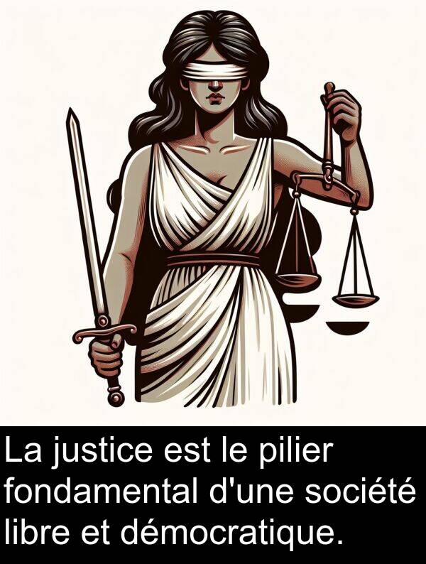 justice: La justice est le pilier fondamental d'une société libre et démocratique.