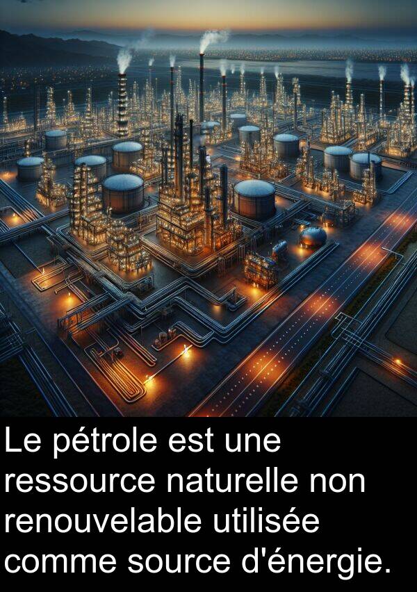 renouvelable: Le pétrole est une ressource naturelle non renouvelable utilisée comme source d'énergie.