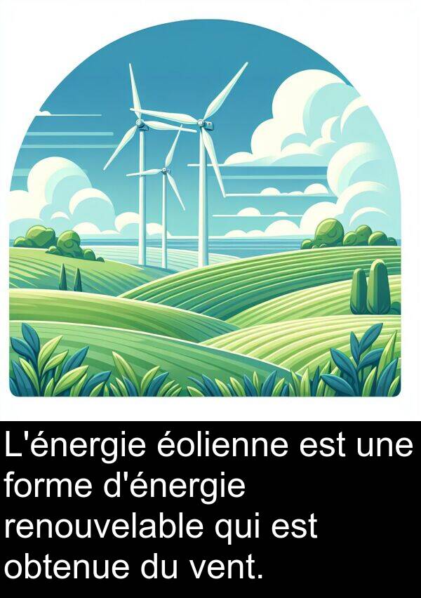 renouvelable: L'énergie éolienne est une forme d'énergie renouvelable qui est obtenue du vent.