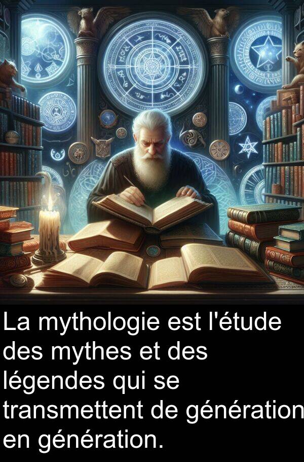 mythologie: La mythologie est l'étude des mythes et des légendes qui se transmettent de génération en génération.