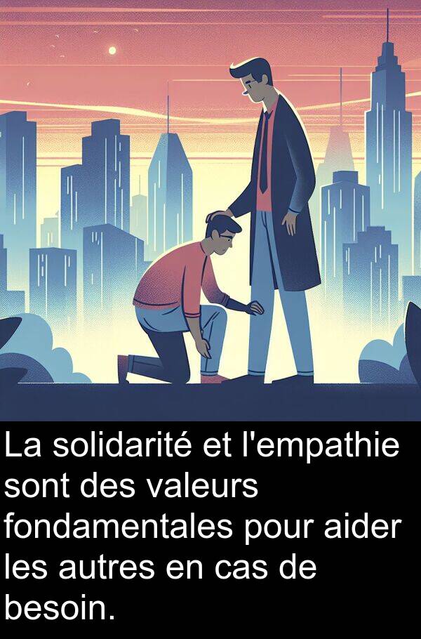 cas: La solidarité et l'empathie sont des valeurs fondamentales pour aider les autres en cas de besoin.