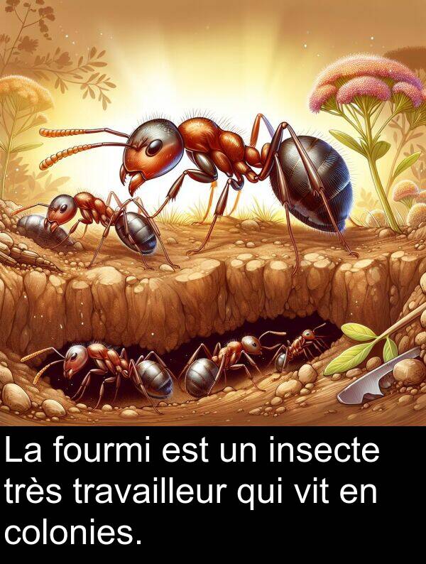 fourmi: La fourmi est un insecte très travailleur qui vit en colonies.