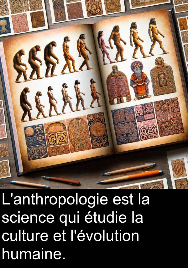 humaine: L'anthropologie est la science qui étudie la culture et l'évolution humaine.