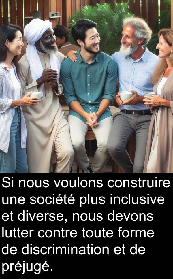 société: Si nous voulons construire une société plus inclusive et diverse, nous devons lutter contre toute forme de discrimination et de préjugé.