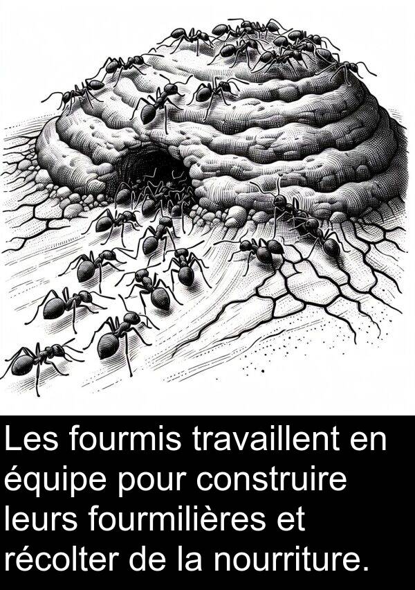 leurs: Les fourmis travaillent en équipe pour construire leurs fourmilières et récolter de la nourriture.