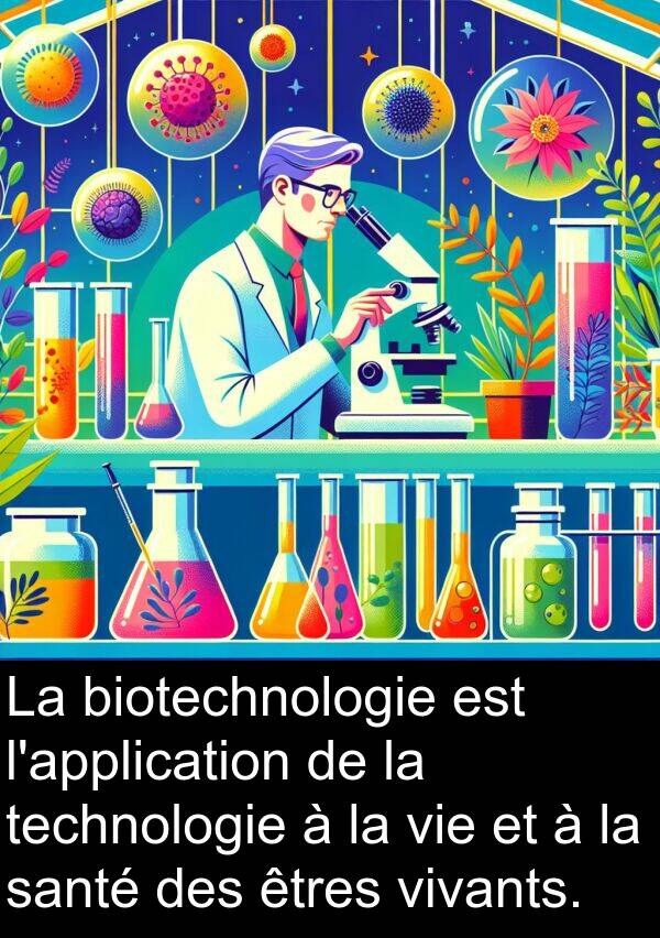 vivants: La biotechnologie est l'application de la technologie à la vie et à la santé des êtres vivants.
