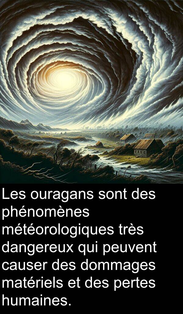 dangereux: Les ouragans sont des phénomènes météorologiques très dangereux qui peuvent causer des dommages matériels et des pertes humaines.