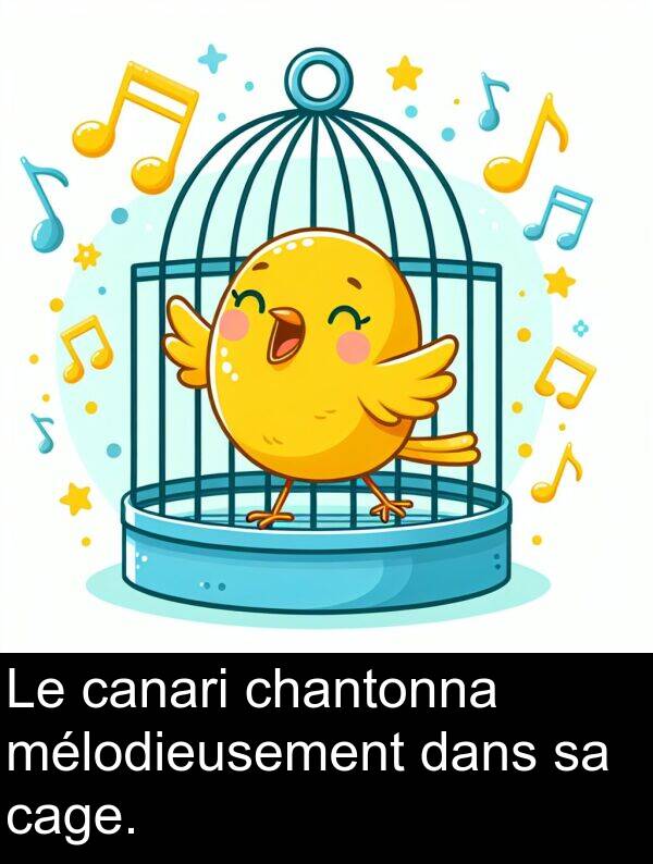 mélodieusement: Le canari chantonna mélodieusement dans sa cage.