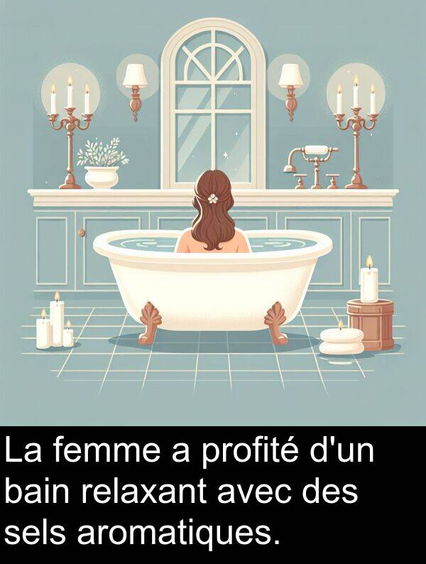 bain: La femme a profité d'un bain relaxant avec des sels aromatiques.