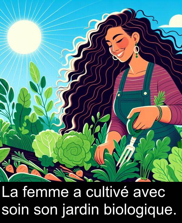 biologique: La femme a cultivé avec soin son jardin biologique.