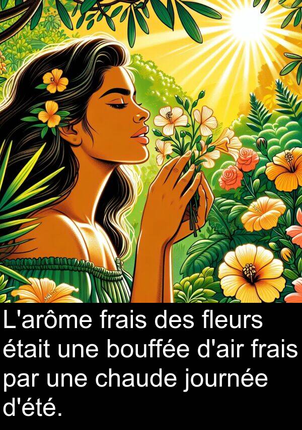 journée: L'arôme frais des fleurs était une bouffée d'air frais par une chaude journée d'été.