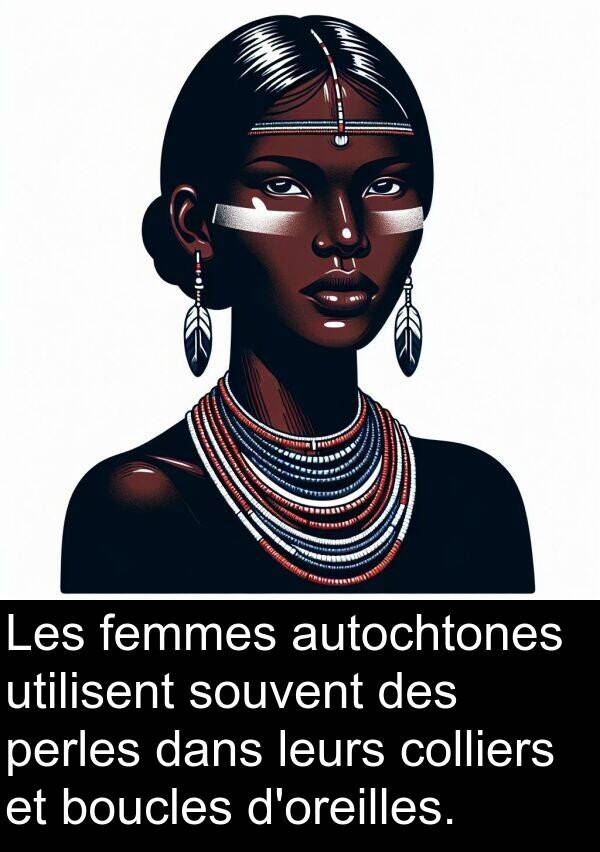 leurs: Les femmes autochtones utilisent souvent des perles dans leurs colliers et boucles d'oreilles.