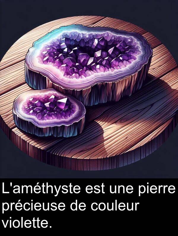 couleur: L'améthyste est une pierre précieuse de couleur violette.