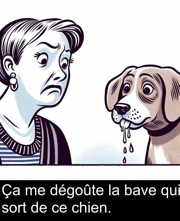 bave: Ça me dégoûte la bave qui sort de ce chien.