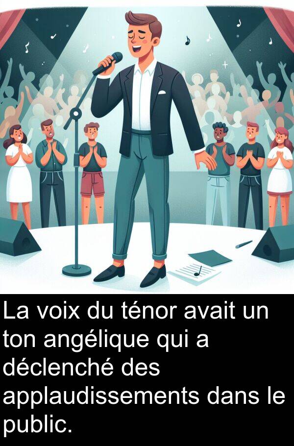 ténor: La voix du ténor avait un ton angélique qui a déclenché des applaudissements dans le public.