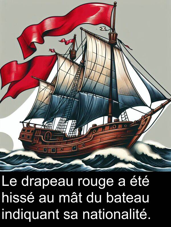 bateau: Le drapeau rouge a été hissé au mât du bateau indiquant sa nationalité.