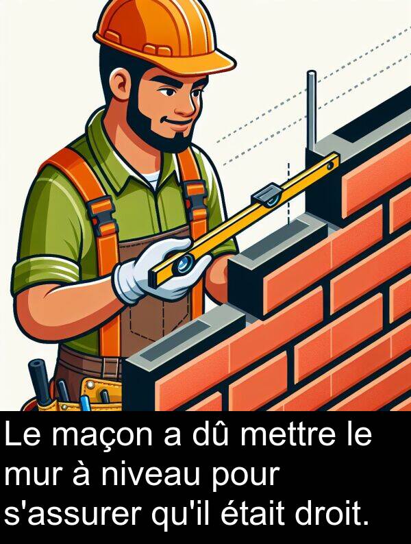 maçon: Le maçon a dû mettre le mur à niveau pour s'assurer qu'il était droit.