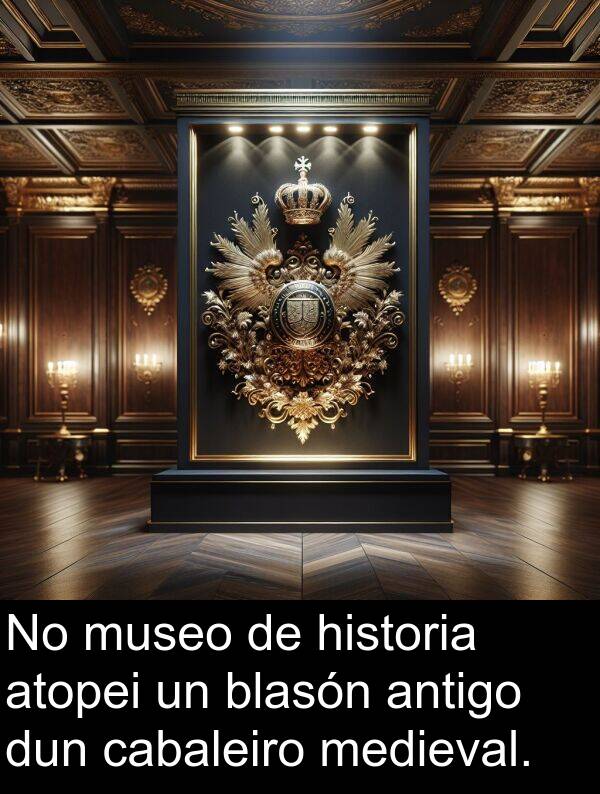 dun: No museo de historia atopei un blasón antigo dun cabaleiro medieval.
