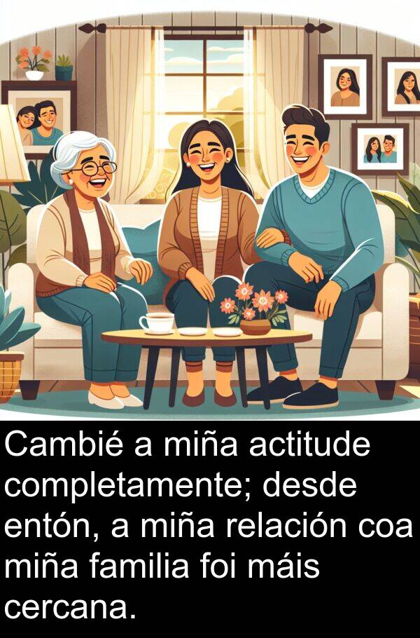 relación: Cambié a miña actitude completamente; desde entón, a miña relación coa miña familia foi máis cercana.