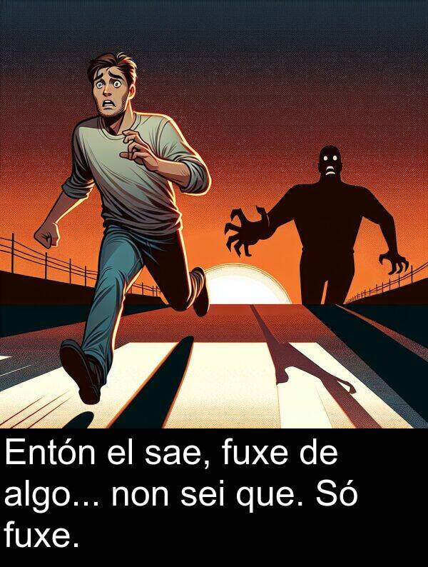 fuxe: Entón el sae, fuxe de algo... non sei que. Só fuxe.
