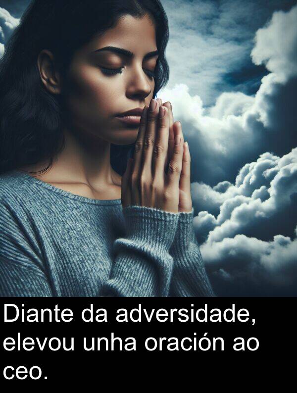 elevou: Diante da adversidade, elevou unha oración ao ceo.