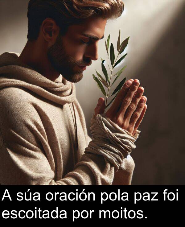 por: A súa oración pola paz foi escoitada por moitos.