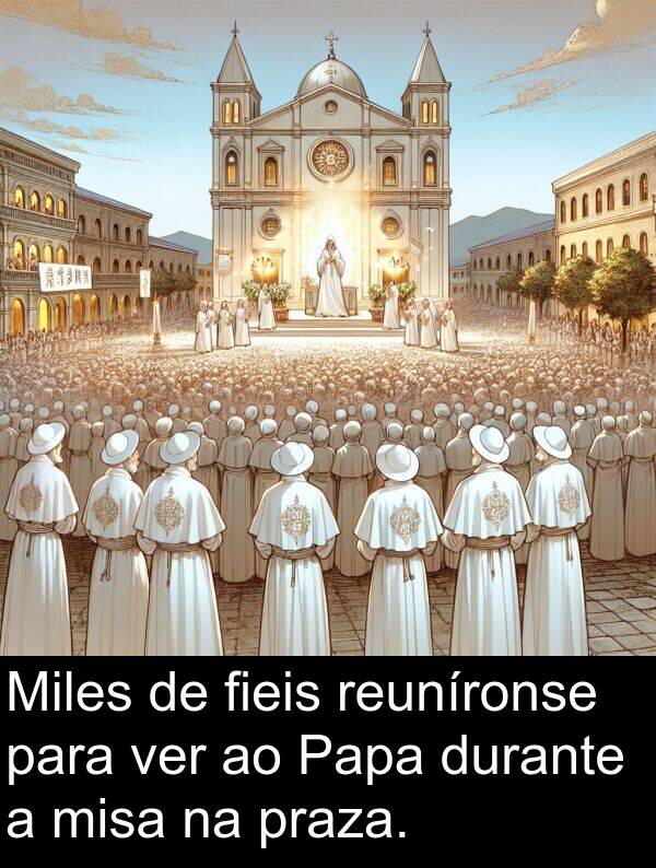 reuníronse: Miles de fieis reuníronse para ver ao Papa durante a misa na praza.