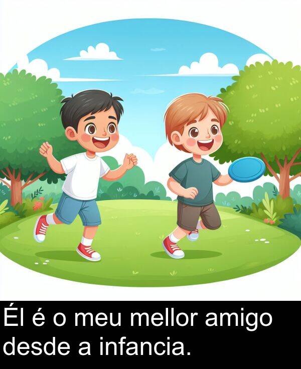 amigo: Él é o meu mellor amigo desde a infancia.